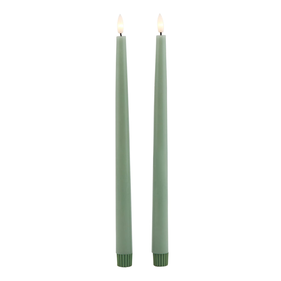 Luxe Collection Set of 2 Sage Green LED Wax Dinner Candles