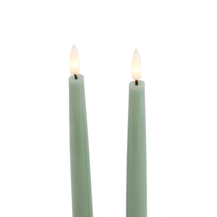 Luxe Collection Set of 2 Sage Green LED Wax Dinner Candles