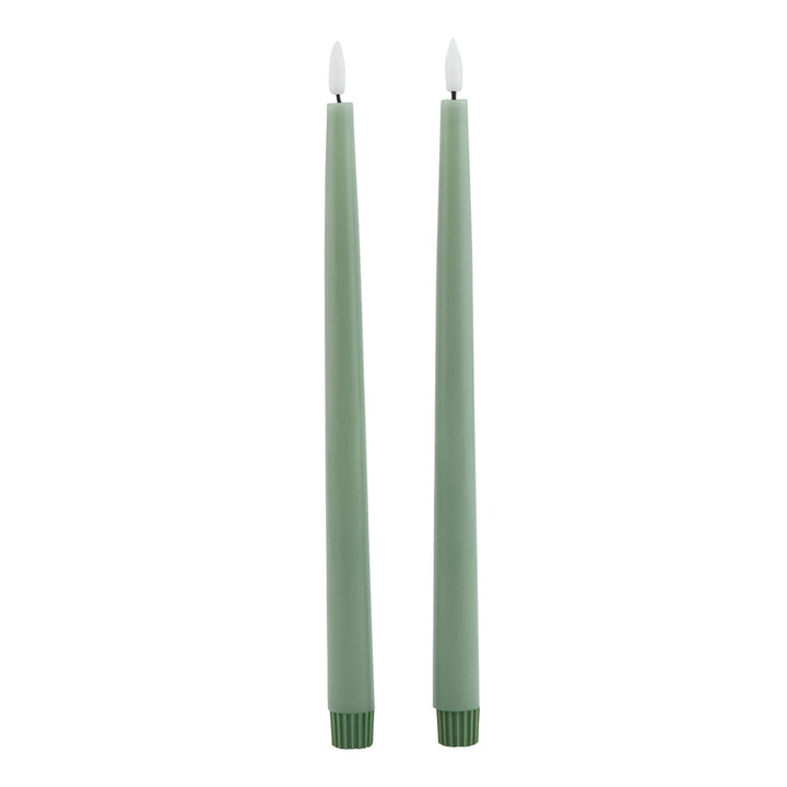 Luxe Collection Set of 2 Sage Green LED Wax Dinner Candles