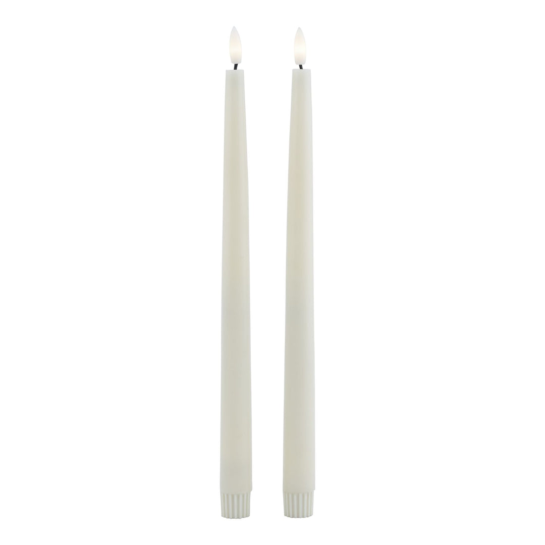 Luxe Collection Set of 2 Taupe LED Wax Dinner Candles