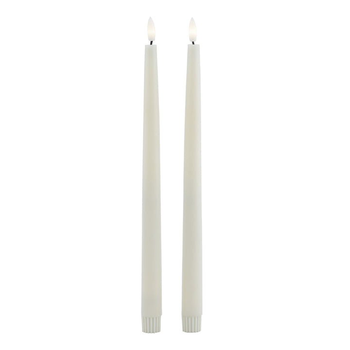 Luxe Collection Set of 2 Taupe LED Wax Dinner Candles