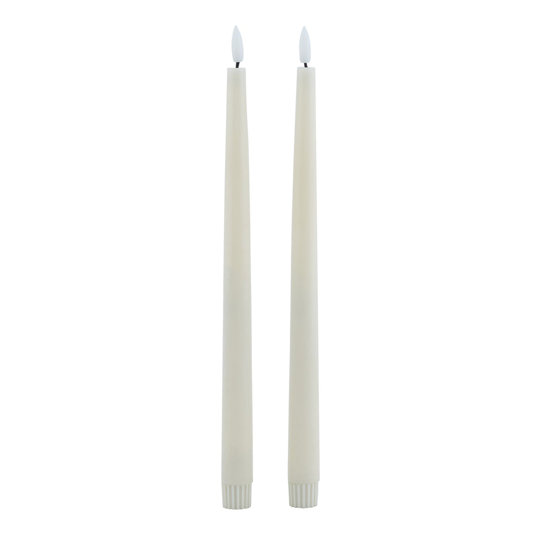 Luxe Collection Set of 2 Taupe LED Wax Dinner Candles