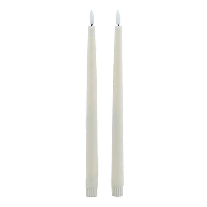 Luxe Collection Set of 2 Taupe LED Wax Dinner Candles