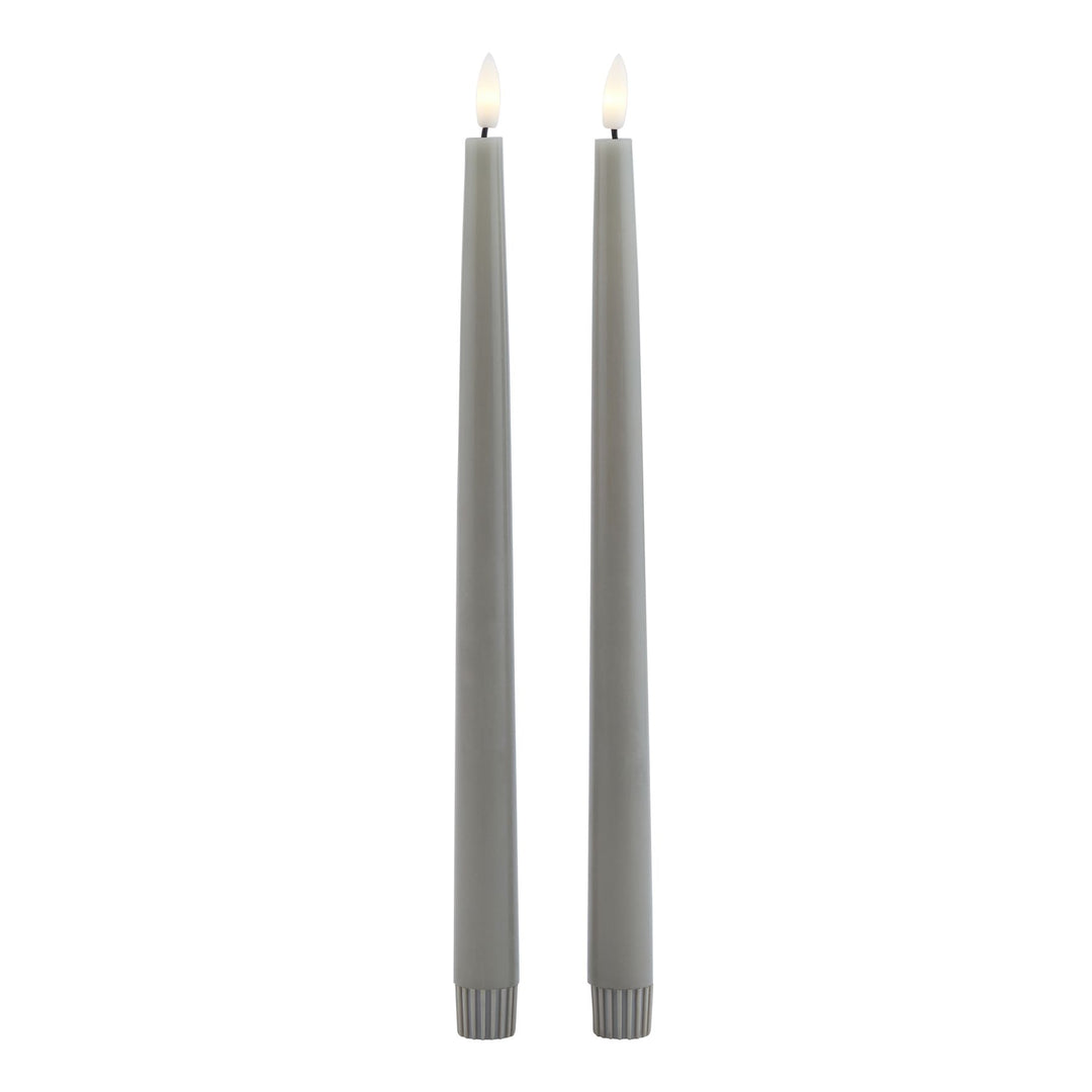 Modern Ambiance: Grey LED Wax Dinner Candles (Set of 2)