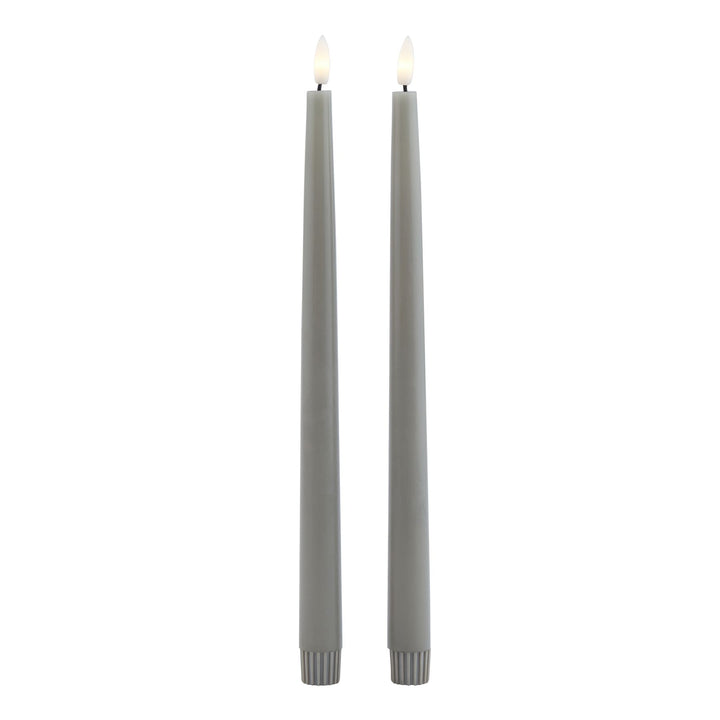 Modern Ambiance: Grey LED Wax Dinner Candles (Set of 2)