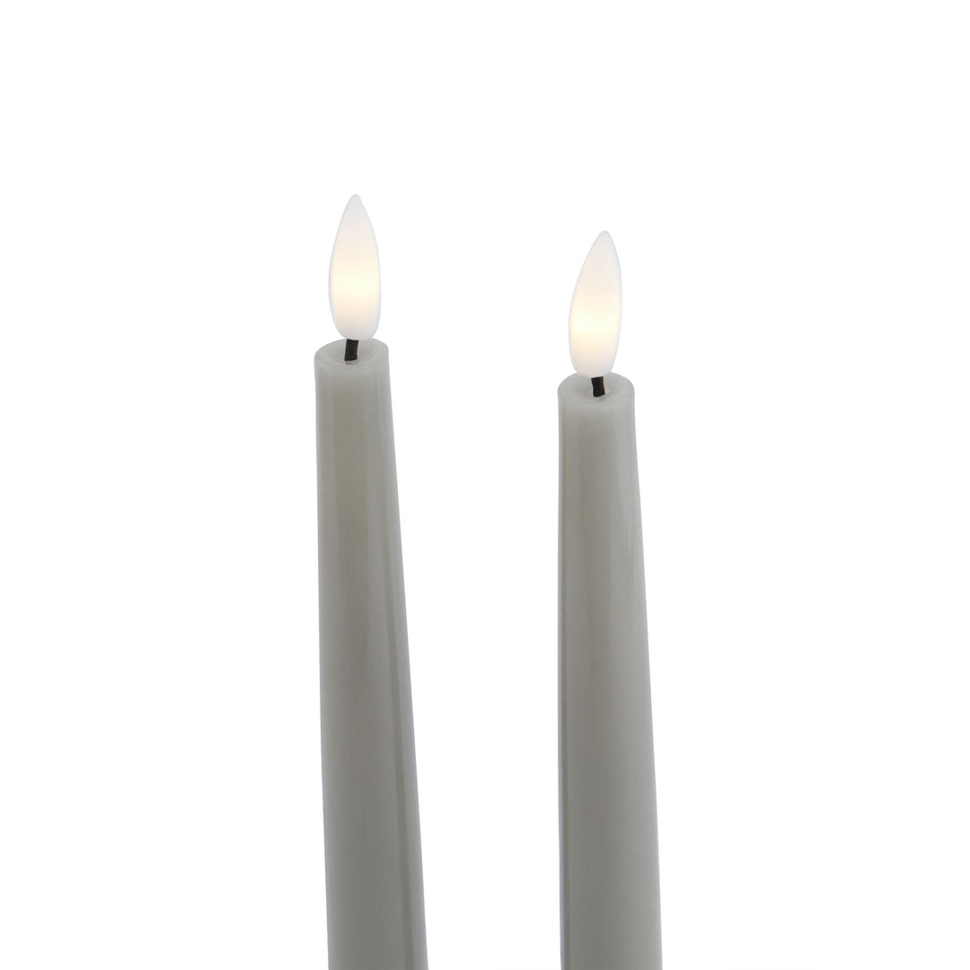 Modern Ambiance: Grey LED Wax Dinner Candles (Set of 2)