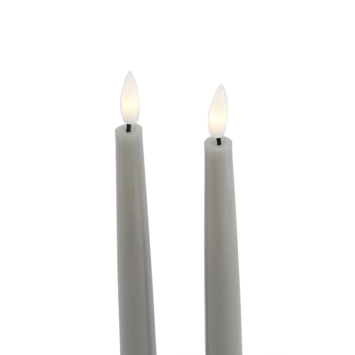 Modern Ambiance: Grey LED Wax Dinner Candles (Set of 2)