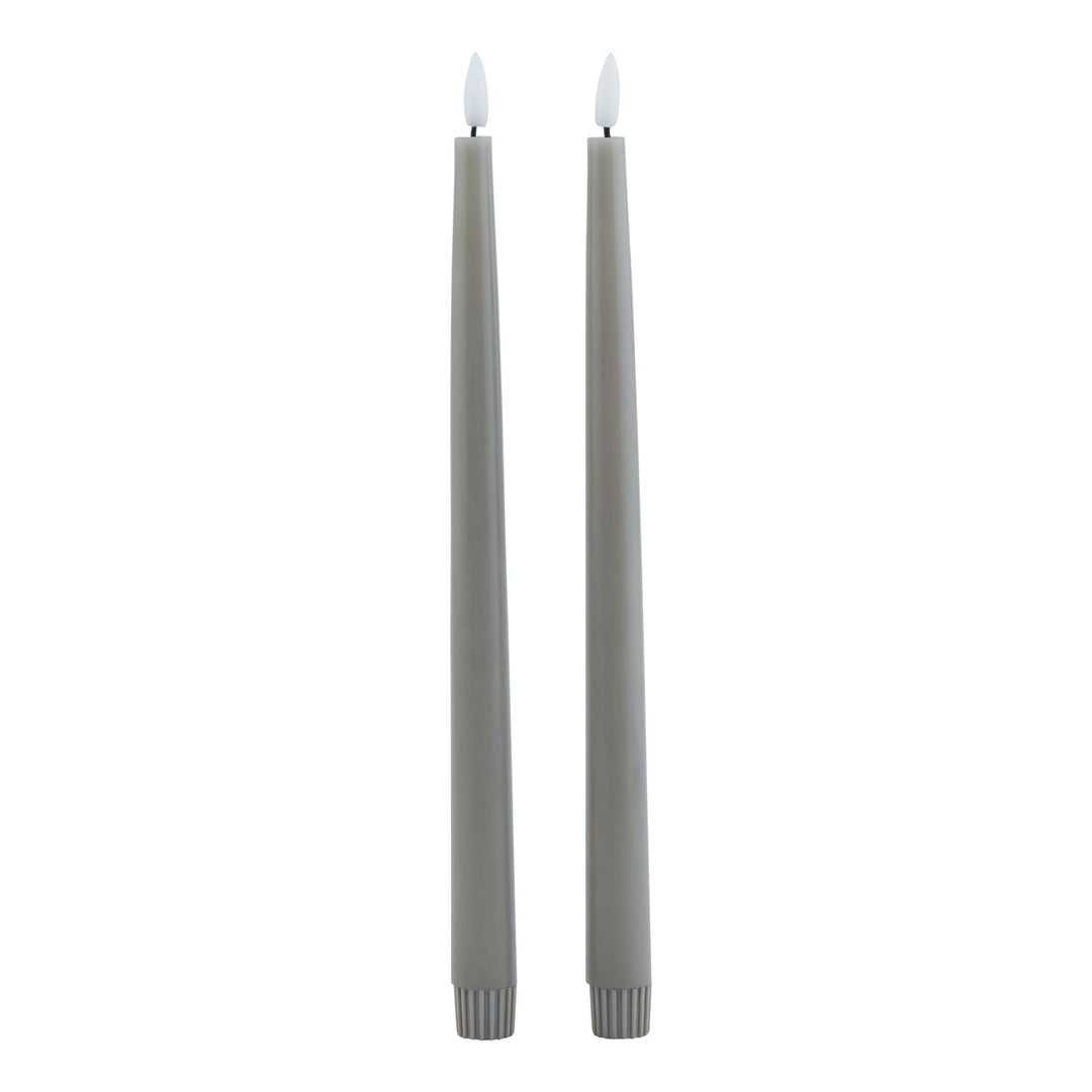 Modern Ambiance: Grey LED Wax Dinner Candles (Set of 2)
