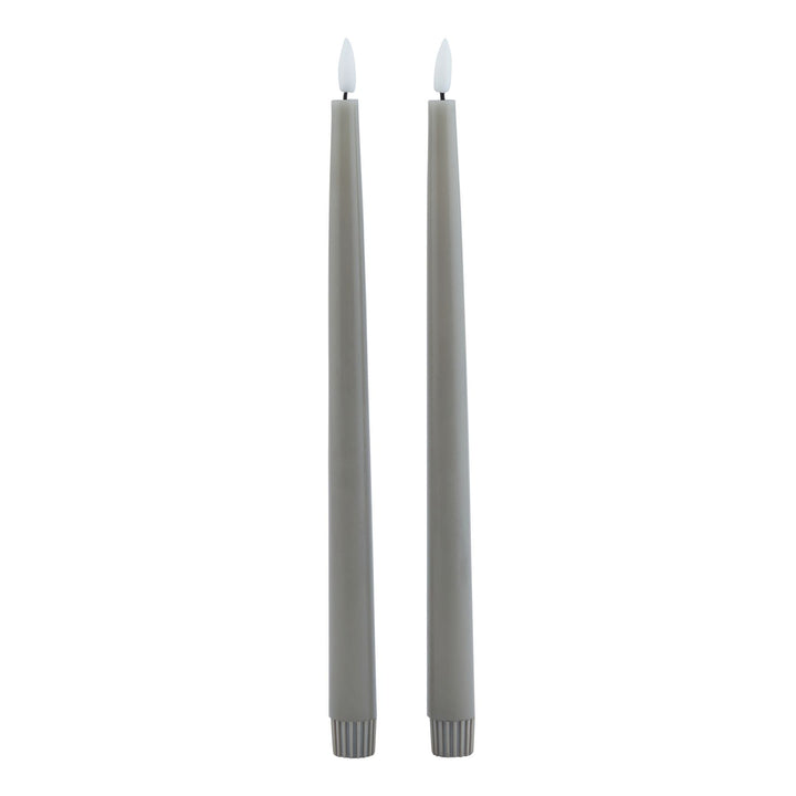 Modern Ambiance: Grey LED Wax Dinner Candles (Set of 2)