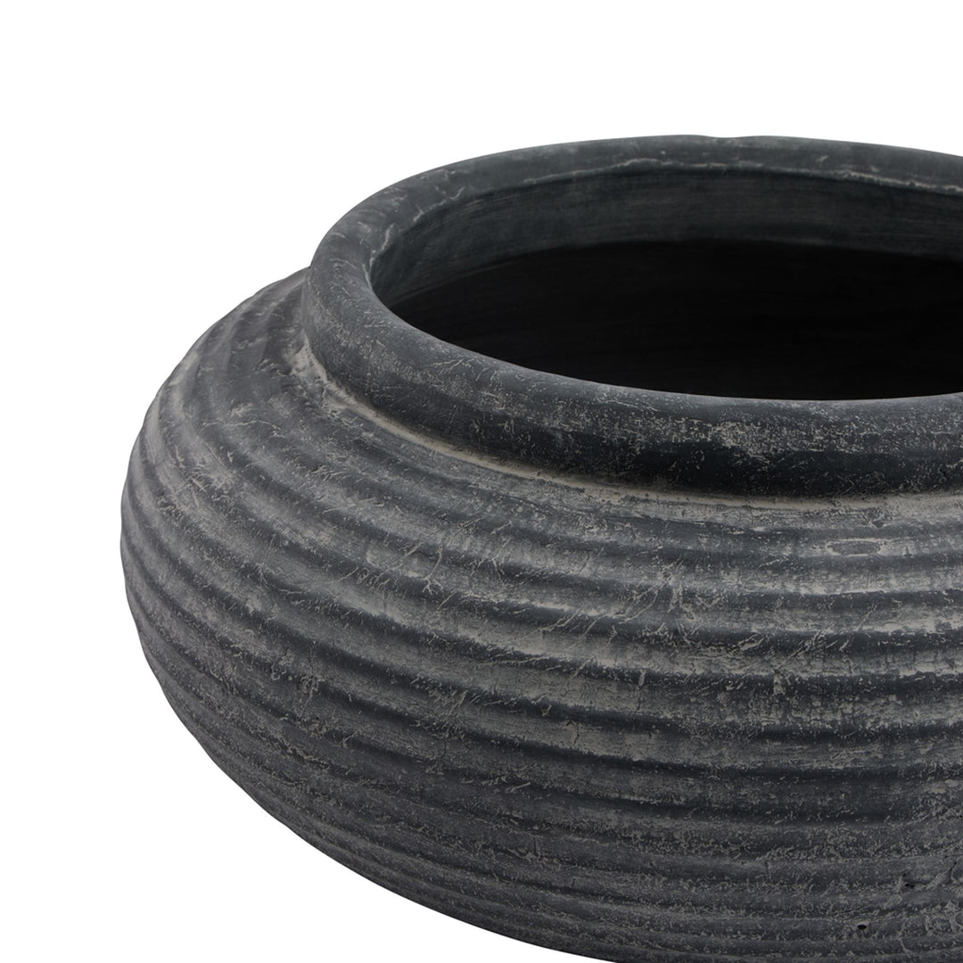Amalfi-Grey-Round-Ribbed-Planter
