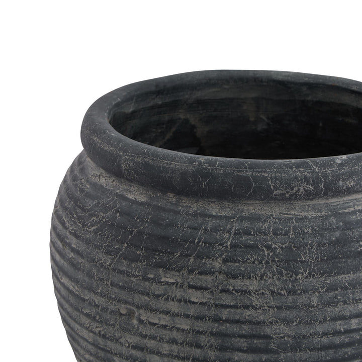 Simple & Stylish: Amalfi Grey Rimmed Plant Pot