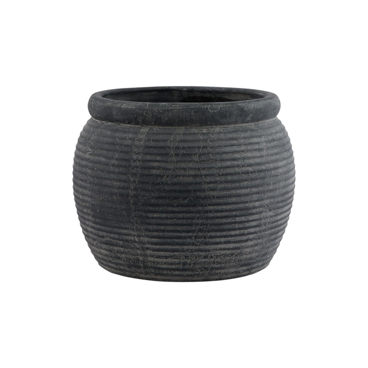 Simple & Stylish: Amalfi Grey Rimmed Plant Pot
