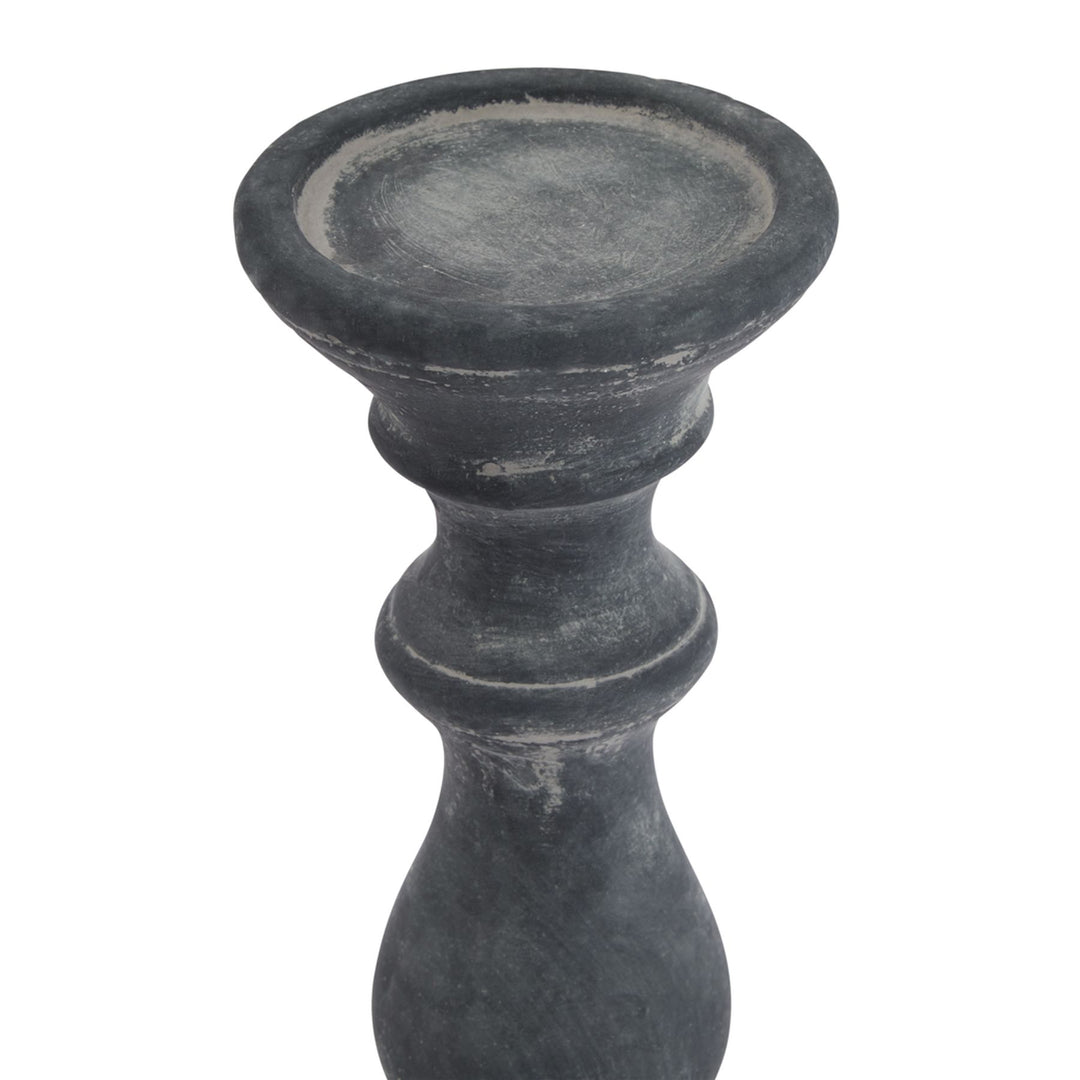 Coastal Ambiance: Amalfi Grey Column Candle Holder