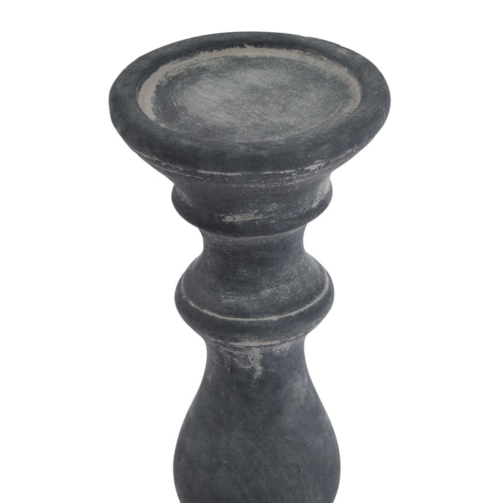 Coastal Ambiance: Amalfi Grey Column Candle Holder
