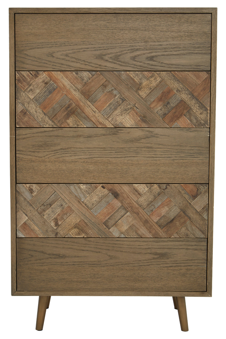 Salvar Chest in Wood Finish with 5 Drawers