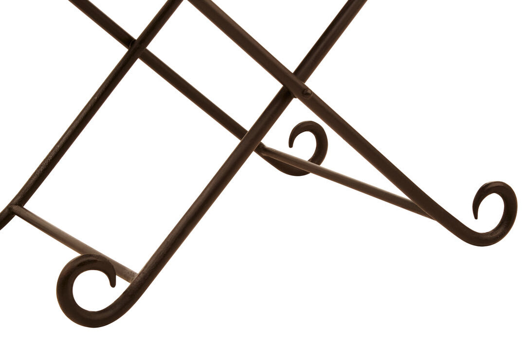 Solace Brown Leather & Iron Folding Stool