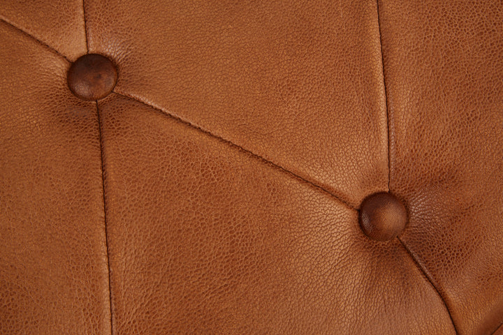 Buffalo Brown Leather & Iron Folding Stool