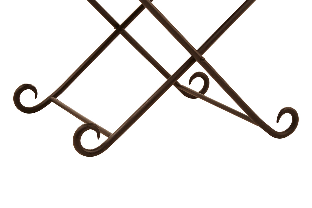 Buffalo Tan Leather & Iron Folding Stool