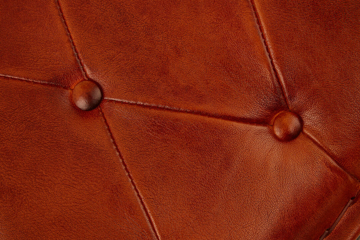 Solace Tan Leather & Iron Folding Stool