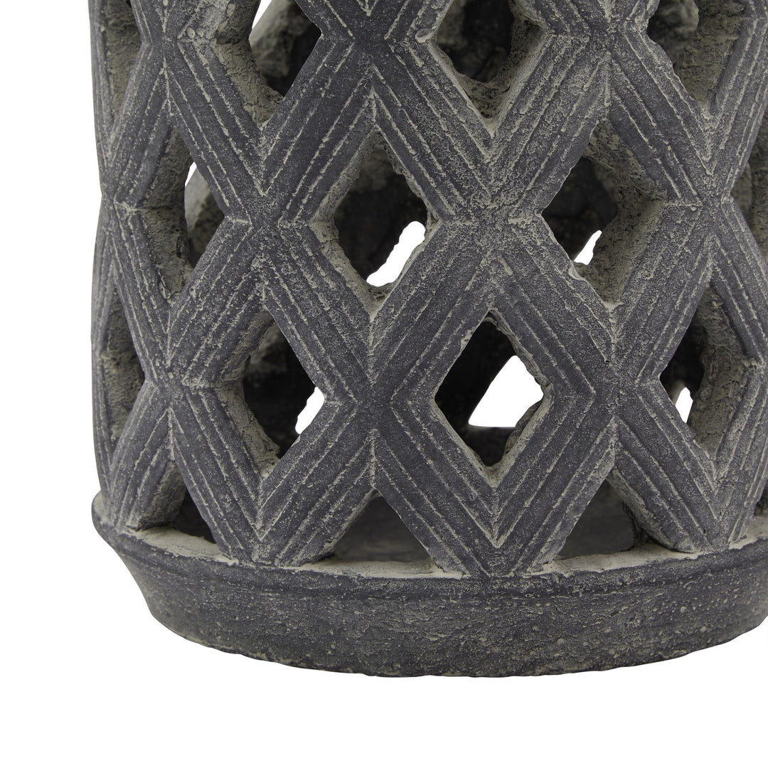 Coastal Glow: Amalfi Grey Large Lattice Lantern