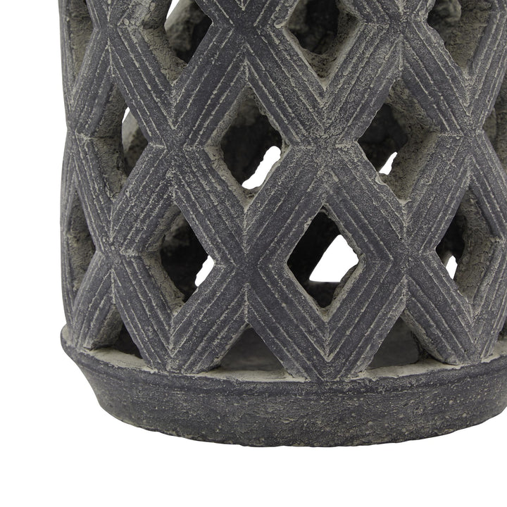 Coastal Glow: Amalfi Grey Large Lattice Lantern