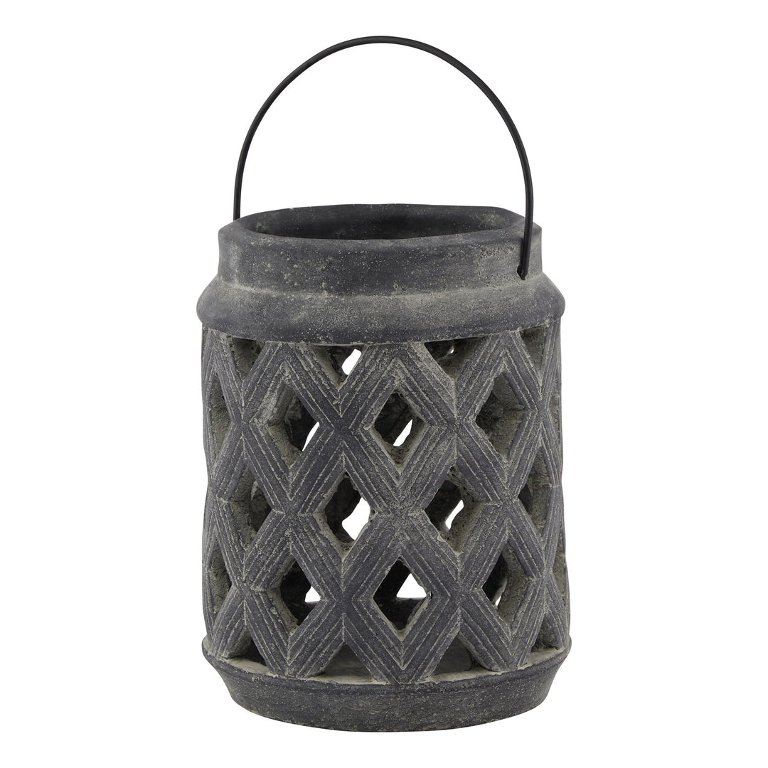 Coastal Glow: Amalfi Grey Large Lattice Lantern