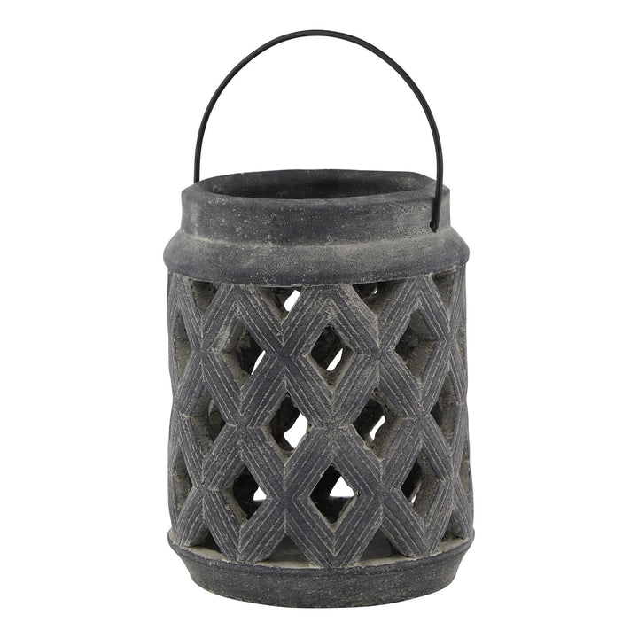 Coastal Glow: Amalfi Grey Large Lattice Lantern