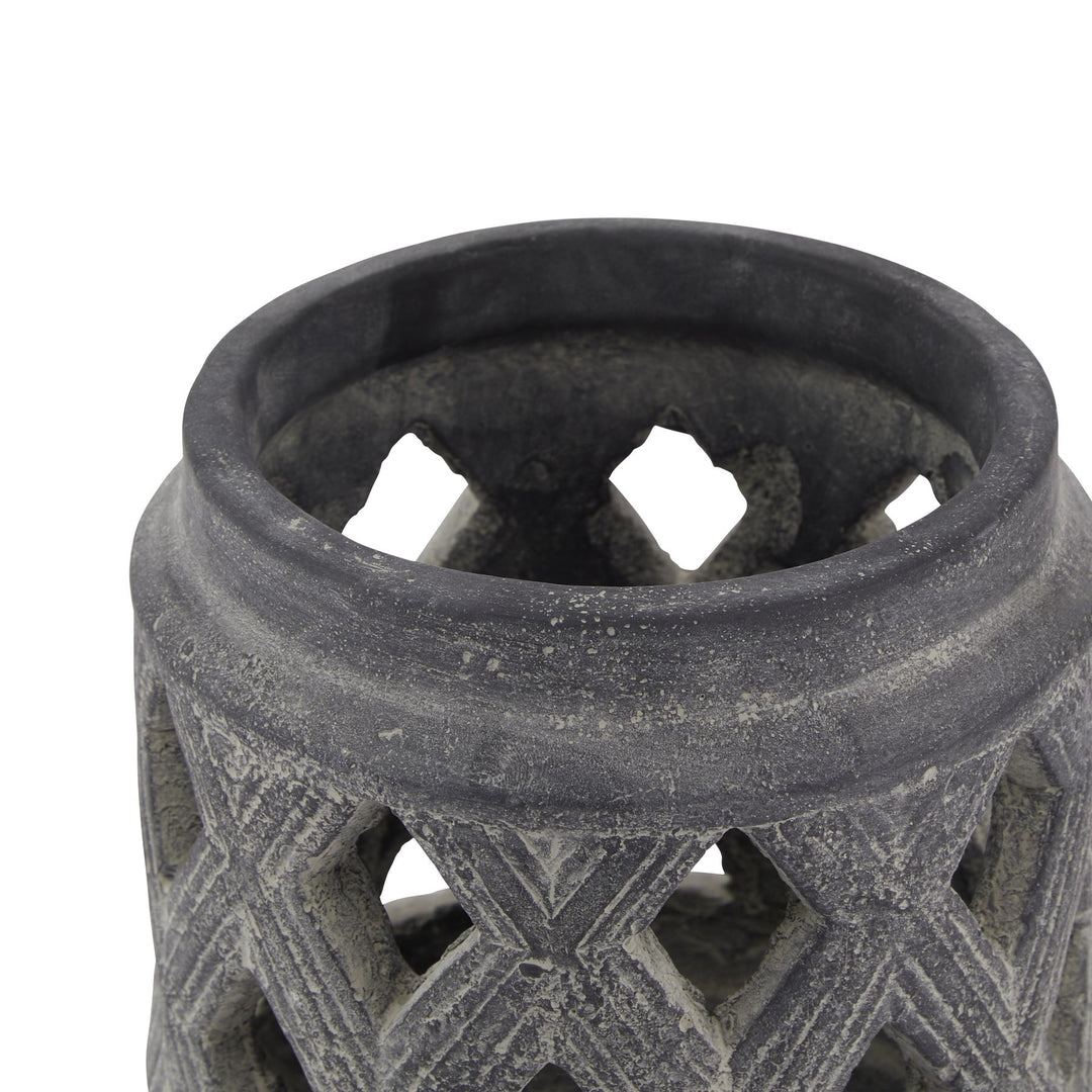 Coastal Flicker: Amalfi Grey Lattice Lantern