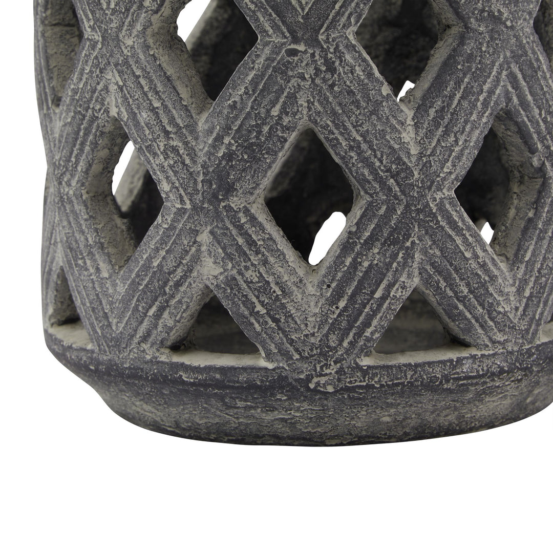 Coastal Flicker: Amalfi Grey Lattice Lantern
