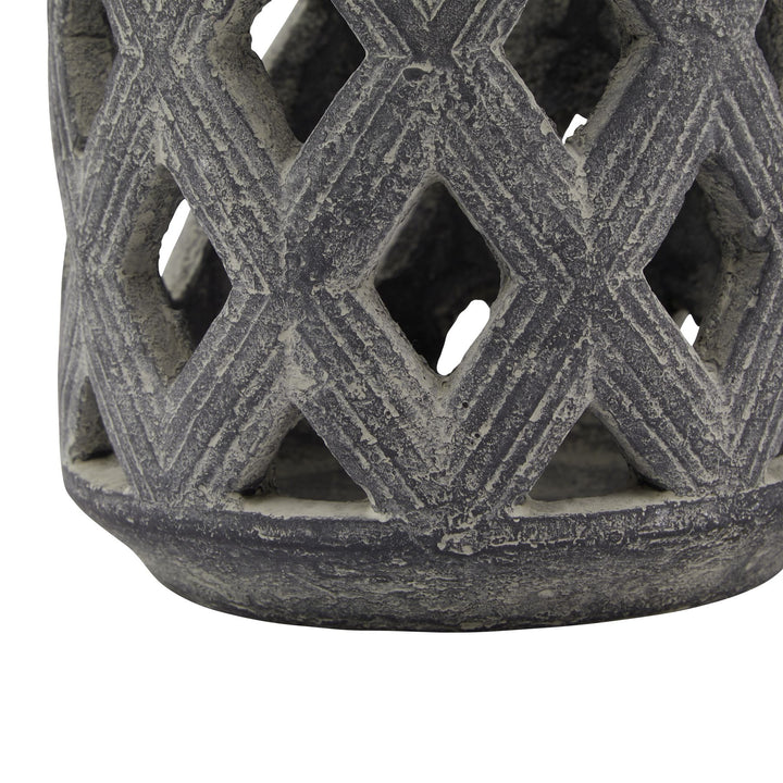 Coastal Flicker: Amalfi Grey Lattice Lantern