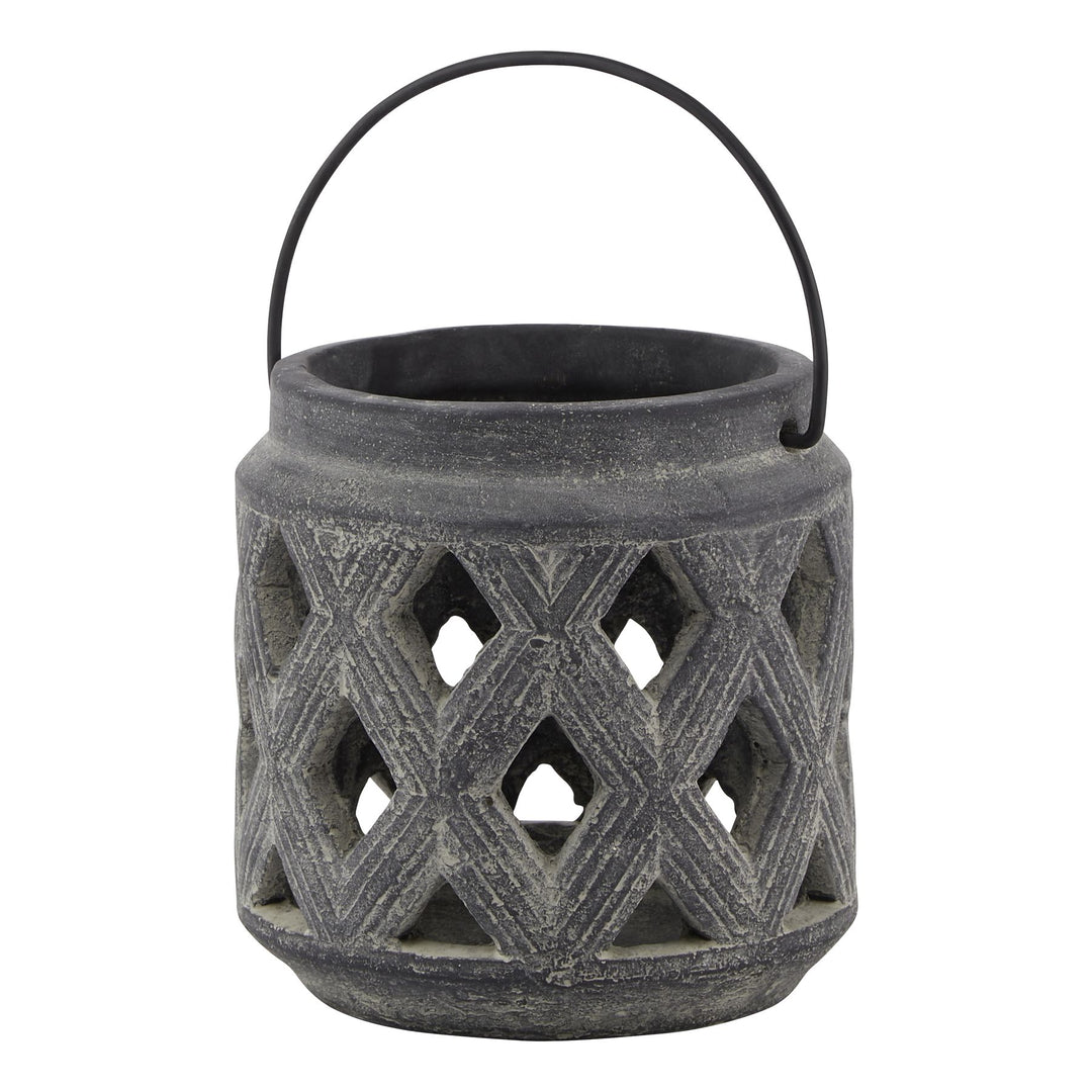 Coastal Flicker: Amalfi Grey Lattice Lantern