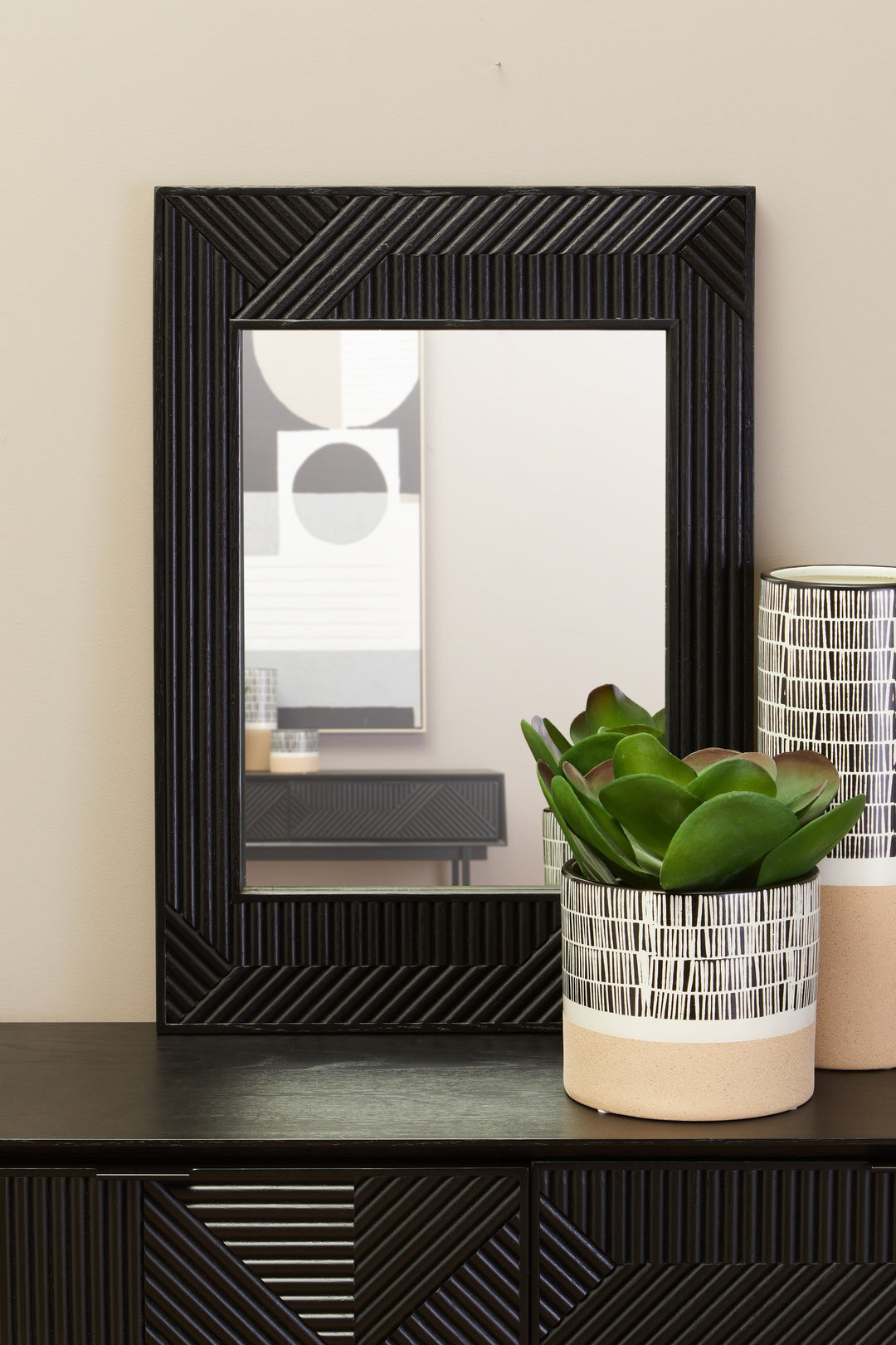 Jakara Black Wooden Wall Mirror