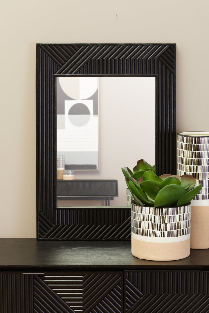 Jakara Black Wooden Wall Mirror