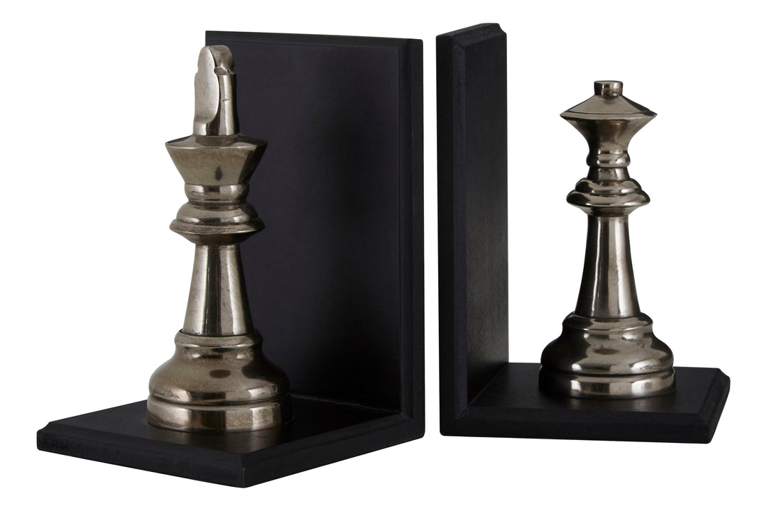 Kensington Townhouse Bookends with King and Queen Chess Piece Design