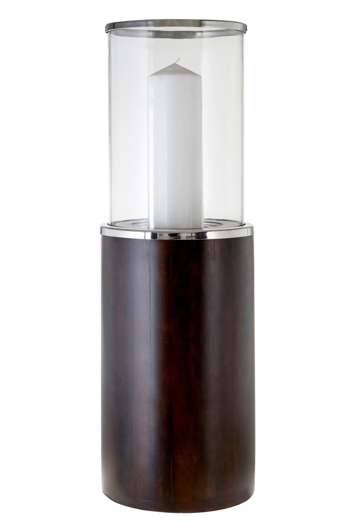 Hampstead Large Candle Holder in Glass and Wood Finish
