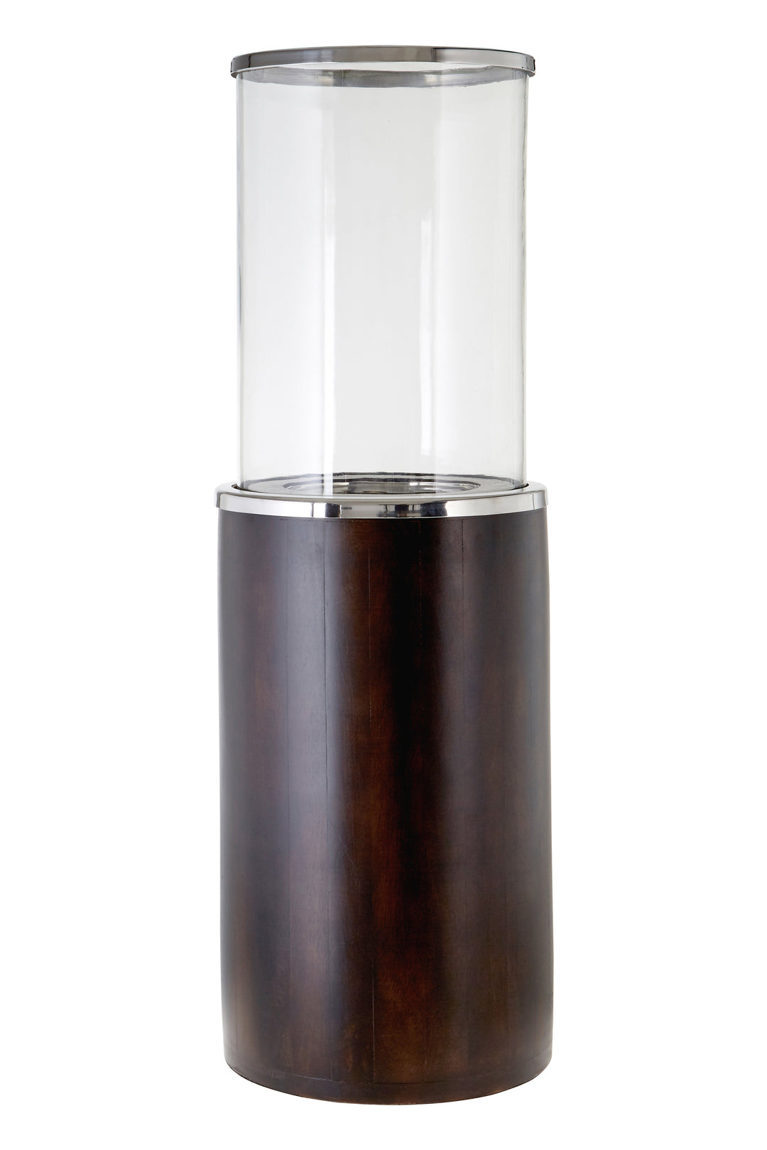 Hampstead Large Candle Holder in Glass and Wood Finish