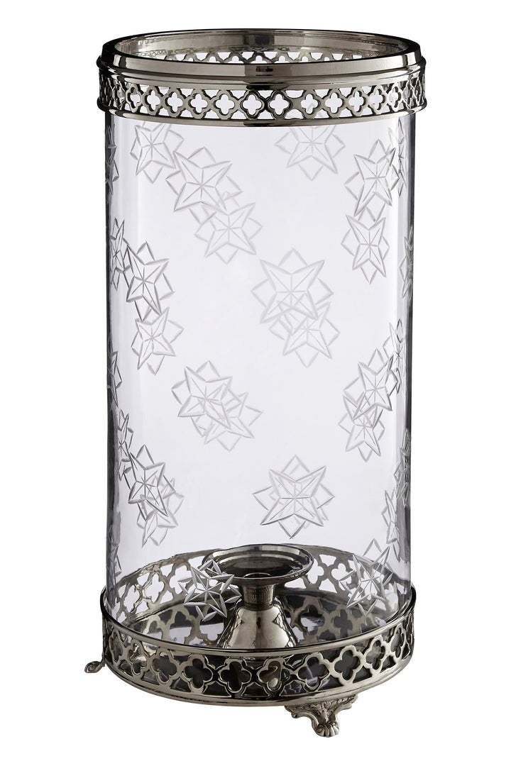 Fizzah Hurricane Candle Holder with Polished Nickel Finish