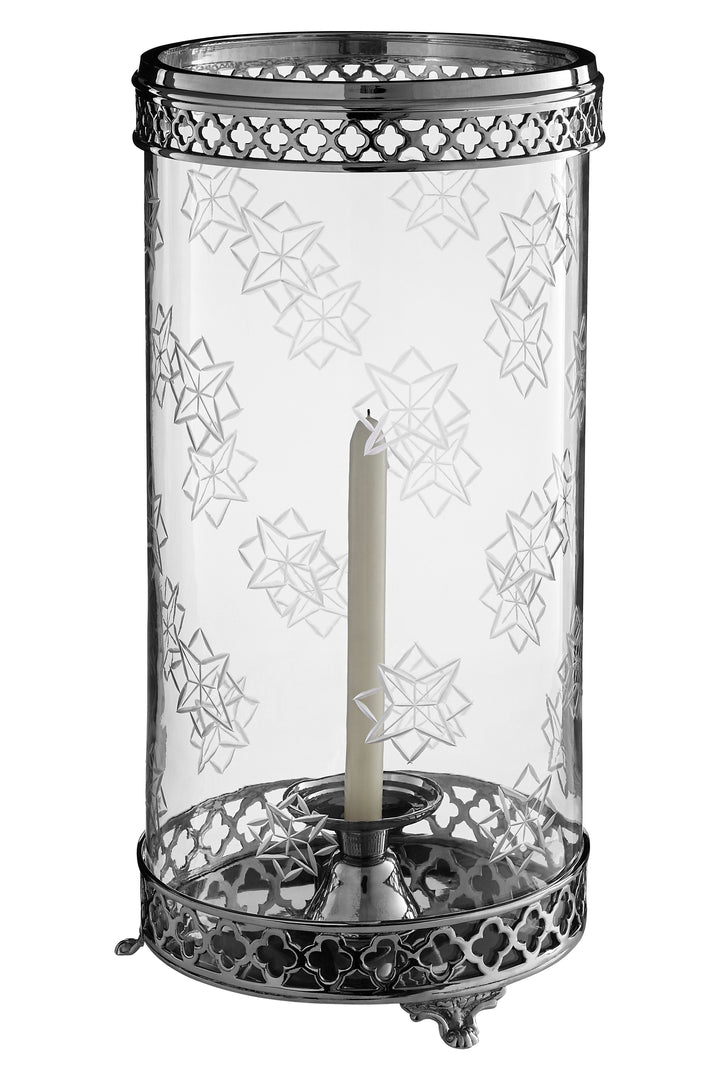 Fizzah Hurricane Candle Holder with Polished Nickel Finish