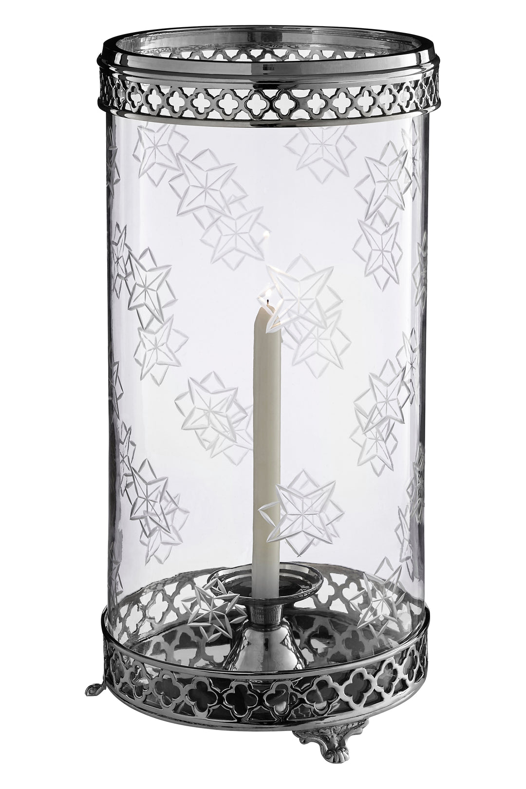Fizzah Hurricane Candle Holder with Polished Nickel Finish