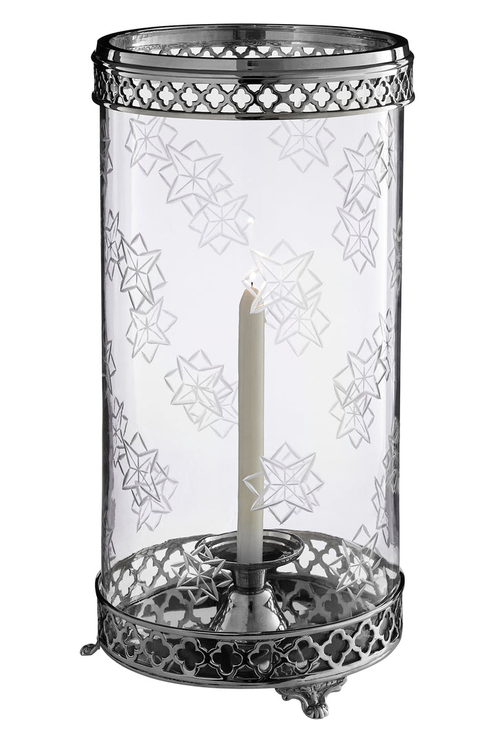 Fizzah Hurricane Candle Holder with Polished Nickel Finish