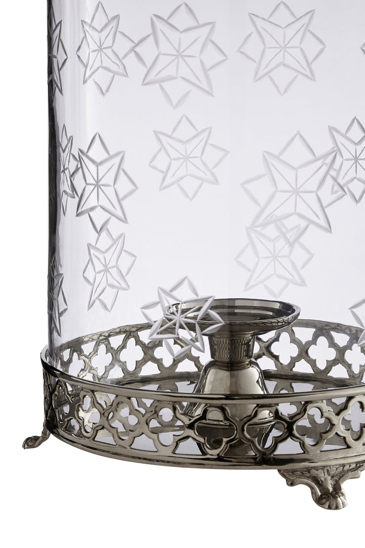 Fizzah Hurricane Candle Holder with Polished Nickel Finish