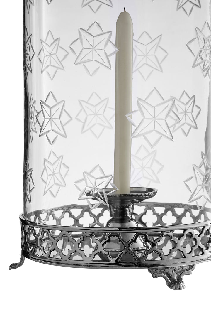 Fizzah Hurricane Candle Holder with Polished Nickel Finish