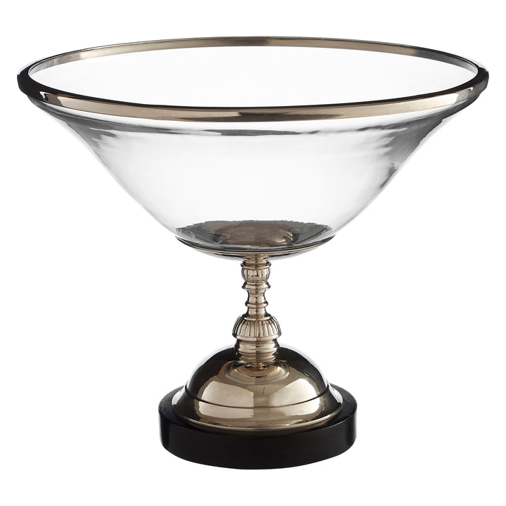 Riya Glass Bowl with Nickel & Wooden Base