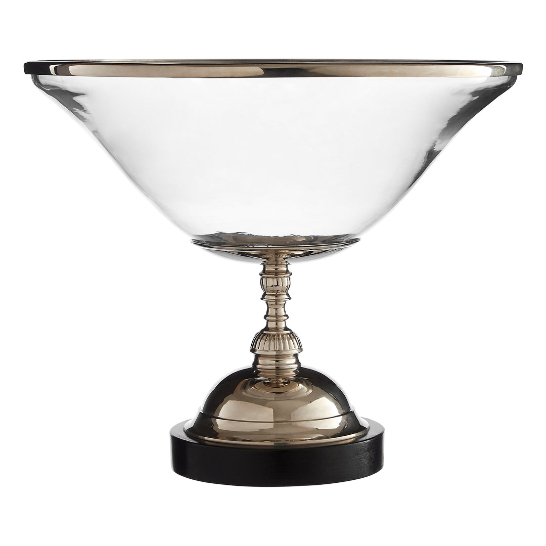 Riya Glass Bowl with Nickel & Wooden Base