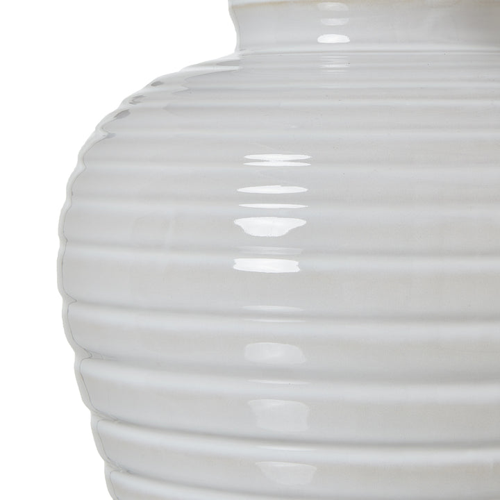 Clean & Serene: White Ceramic Pot Lamp & Linen Shade