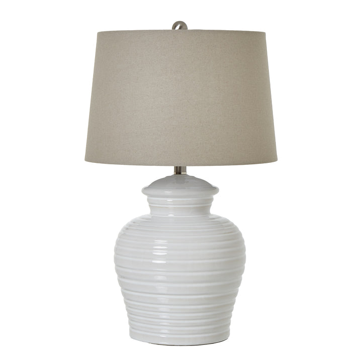 Clean & Serene: White Ceramic Pot Lamp & Linen Shade
