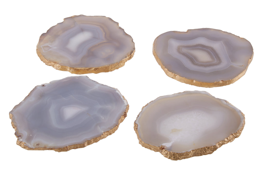 Langley Agata Agate Gold Set and 4 Coasters Grey of