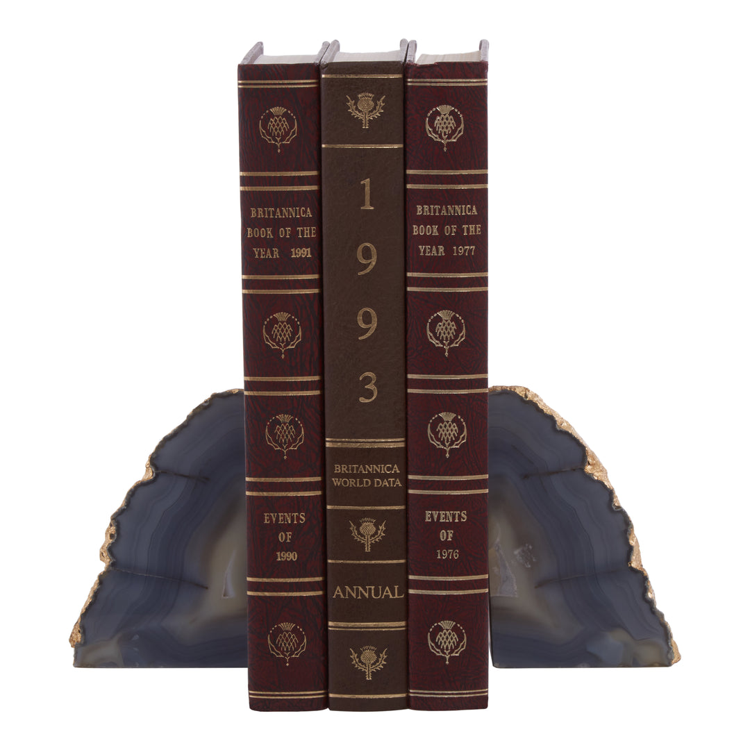 Bowerbird Bookends in Agata Grey and Gold Finish