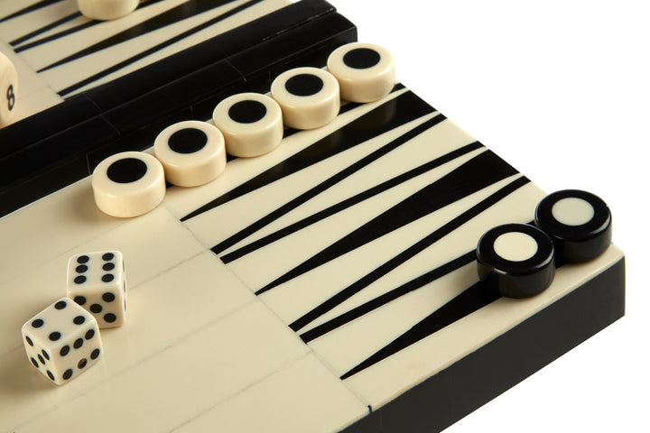 Churchill Black & White Foldable Backgammon