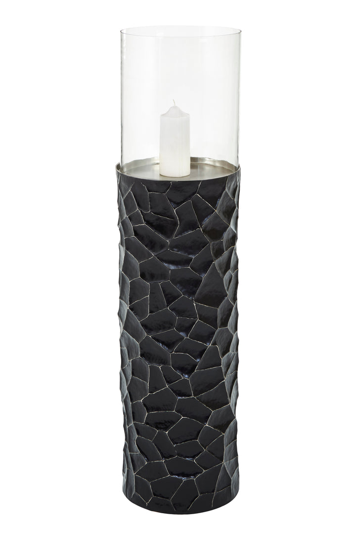 Akola Floor Standing Hurricane Candle Holder – Large, in Black Finish